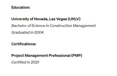 Education Section of Resume