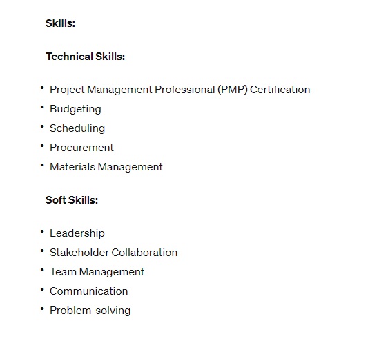 Skills Section of Resume